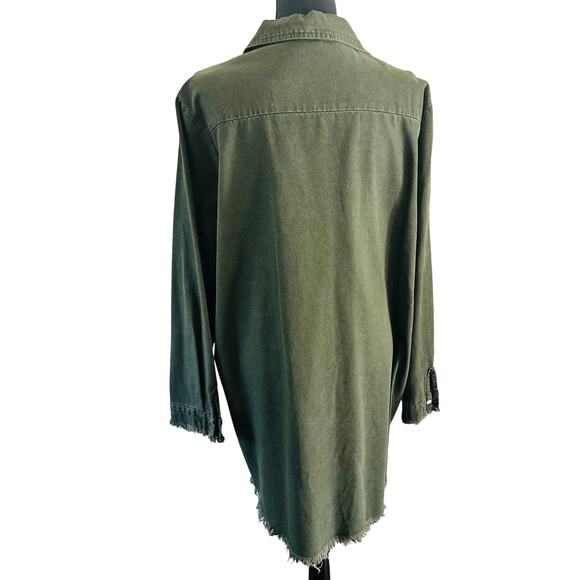 Zilcremo Denim Shirt Dress - Army Green Button Down - 2XL - NWOT - Picture 5 of 8